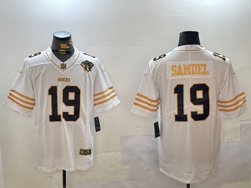 Men San Francisco 49ers 19 Samuel White Gold 2024 Nike Limited NFL Jersey style 1230